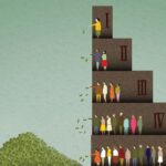 Schéma explicatif du fonctionnement d'une pyramide de Ponzi et de ses flux d'argent