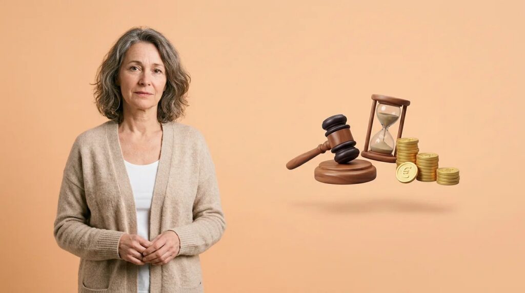 Personne inqui&egrave;te lisant un jugement la condamnant &agrave; payer une dette