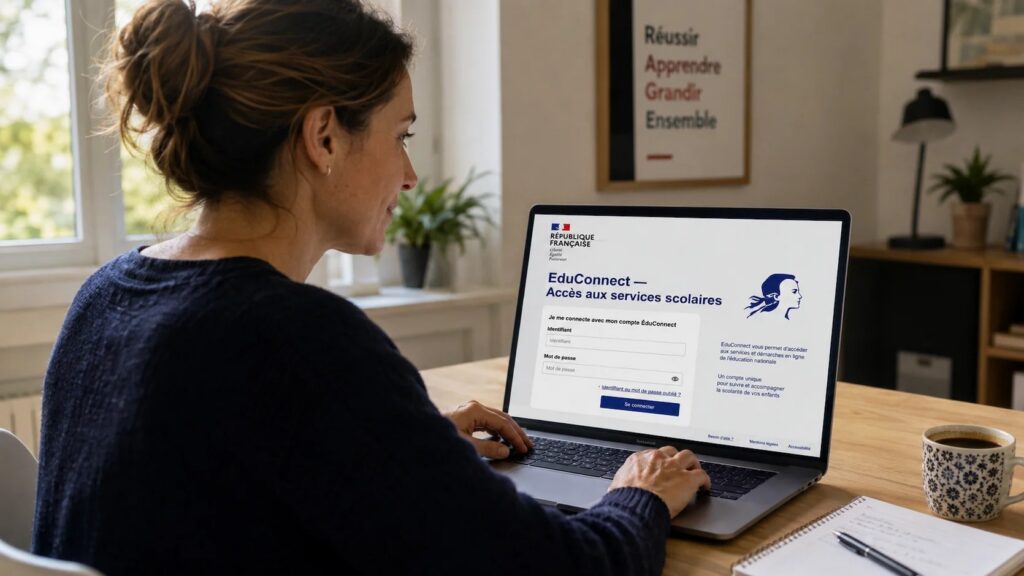 Écran de connexion à l'espace numérique de travail Mon collège sur un ordinateur