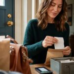 Ticket de caisse imprimé posé sur une table avec un stylo